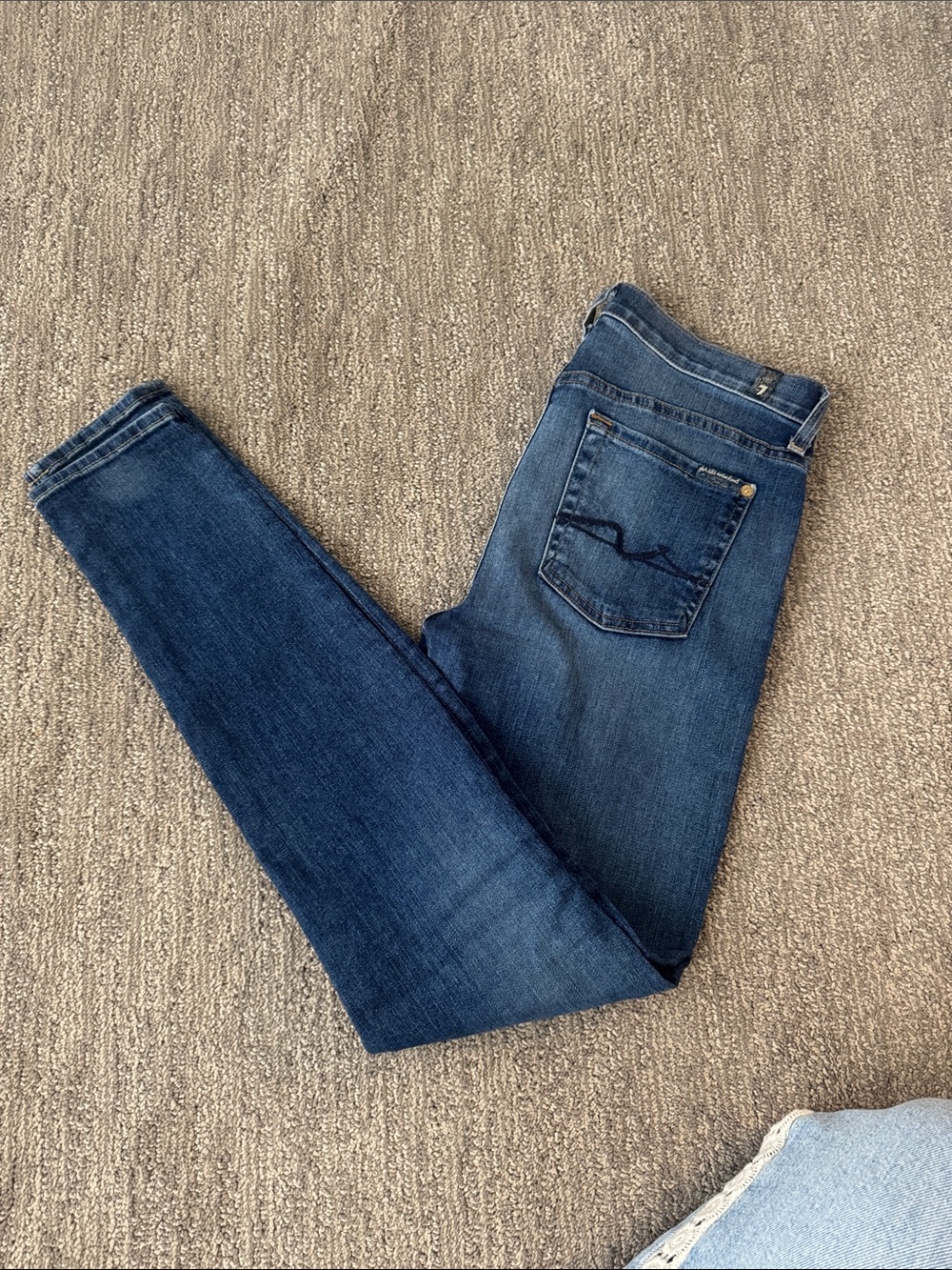7 For All Mankind Women's Skinny Jeans - Medium/Dark Blue Wash